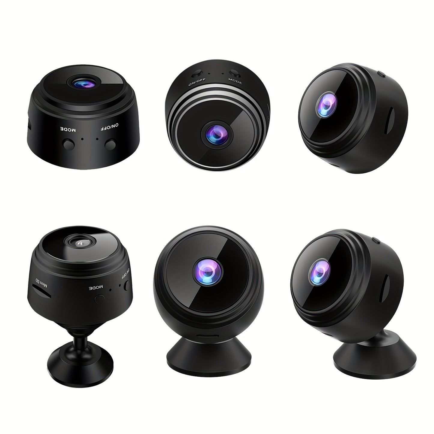 Small wireless security camera for indoor/outdoor surveillance, with remote viewing app, USB power, rechargeable battery, home assistant features, and personal housekeeper assistant.