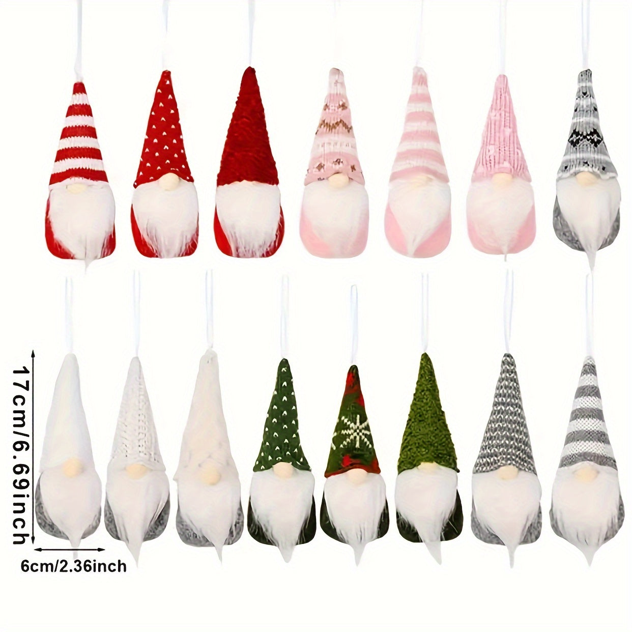 Set of 3 Christmas gnome ornaments for festive tree decoration and home decor