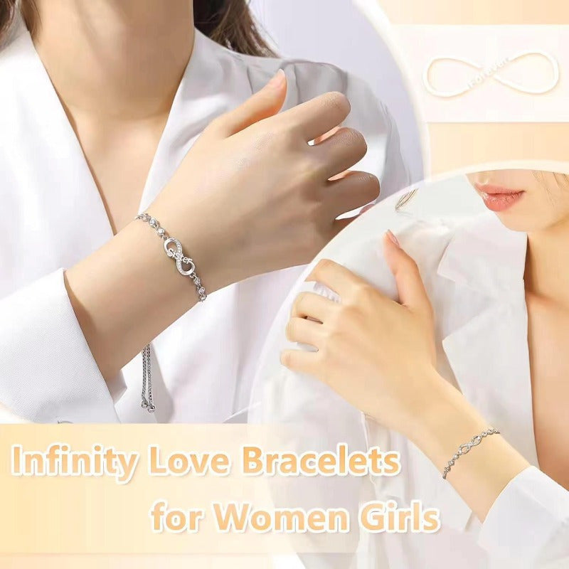 Stylish Adjustable Infinity Symbol Bracelet for Women - Sleek Minimalist Design with Shimmering Zirconia Stones, Made from Alloy - Perfect for Everyday Wear & Special Events, Trending in Europe and America, Available on Amazon in Fashion Accessories