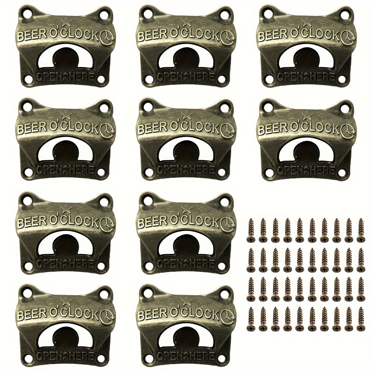 Embossed "Beer O' Clock" Cat Shape Bottle Opener Wall Mounted Retro BBQ DIY Solid Beer Opener Tools, Kitchen Gadgets.