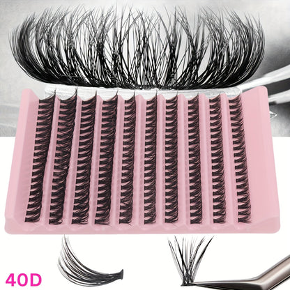 DIY Eyelash Extension Kit includes glue, tweezers and a variety of slim fluffy lashes in different lengths and curls.