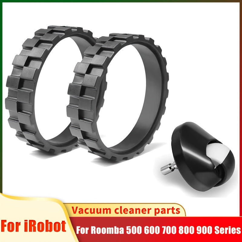 Simple to Replace Tires and Front Caster Wheels for iRobot & Roomba - Made from Long-lasting Silicone, Prevents Slipping, Compatible with Models 500/600/700/800/900/E5/E6/i7 Series