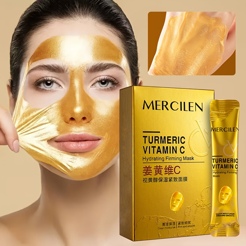 Travel-friendly mask with turmeric, Vitamin C, retinol, and collagen to deeply clean, moisturize, and firm skin, reducing pores and promoting even skin tone. Suitable for all skin types.