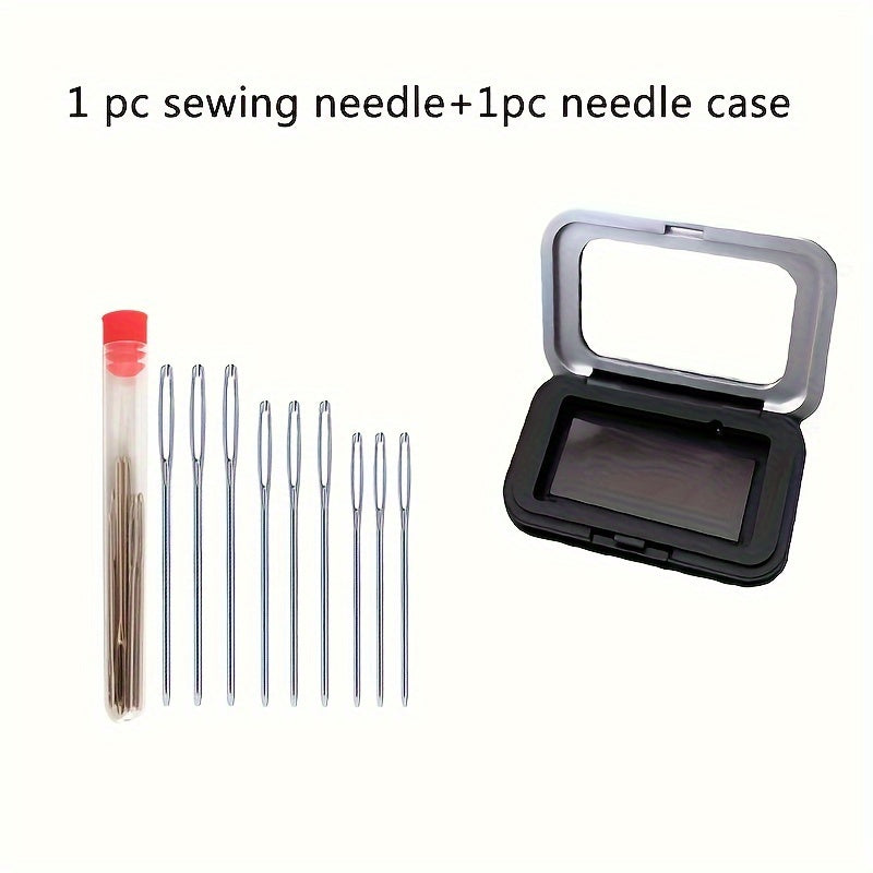 Black Magnetic Needle Box for cross stitch tools and accessories organization, frosted and ideal for needle collection and storage, perfect for embroidery and sweater stitching needs.