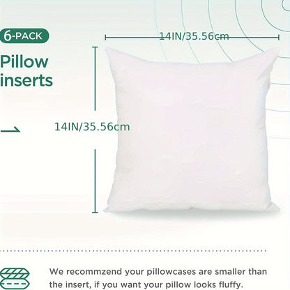 6 white 45.72 x 45.72 cm square pillow inserts, ideal for Christmas decor on couch, sofa, or bed.