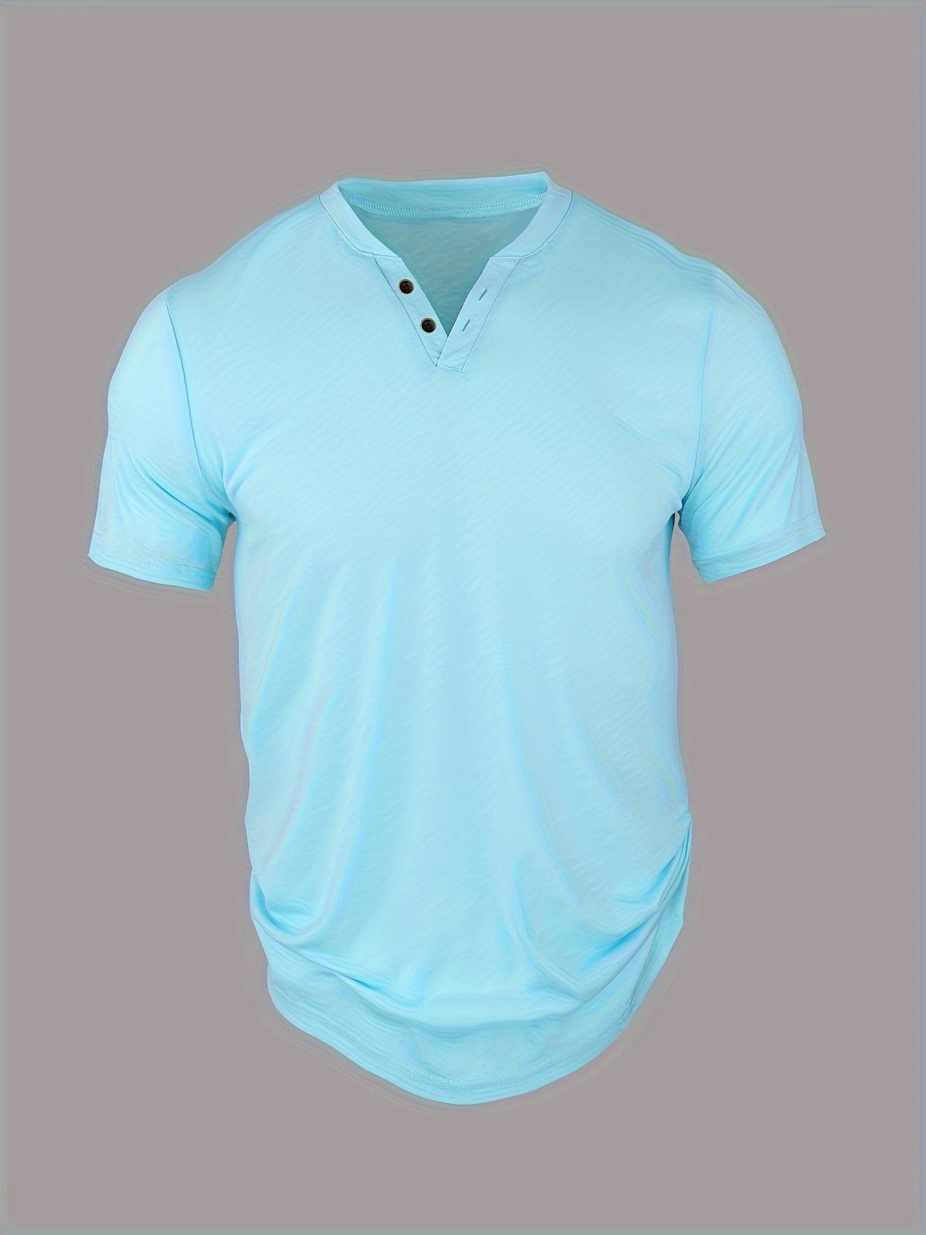 Breathable and comfortable V-neck Henley T-shirt for men in plus sizes.