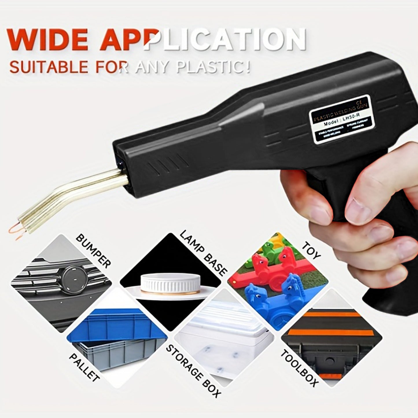 220V EU Plug Auto Body Plastic Welding Machine Kit, ABS construction, overheat protection, includes 200/600/1000 staples for car bumper & household repairs.