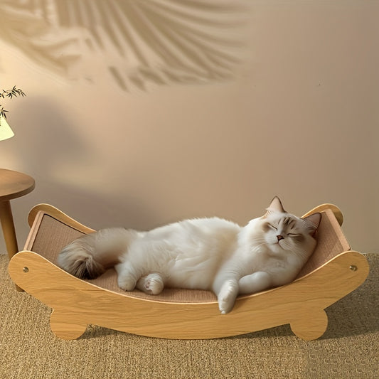 Compact Premium Wooden Cat Scratcher Tower: Sturdy, Durable, and Fun for Cats.