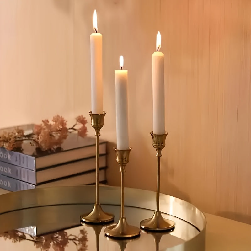 3 metal candle holders - ideal for table decoration at Christmas, Halloween, parties, weddings, anniversaries, and birthdays, serving as elegant centerpieces.