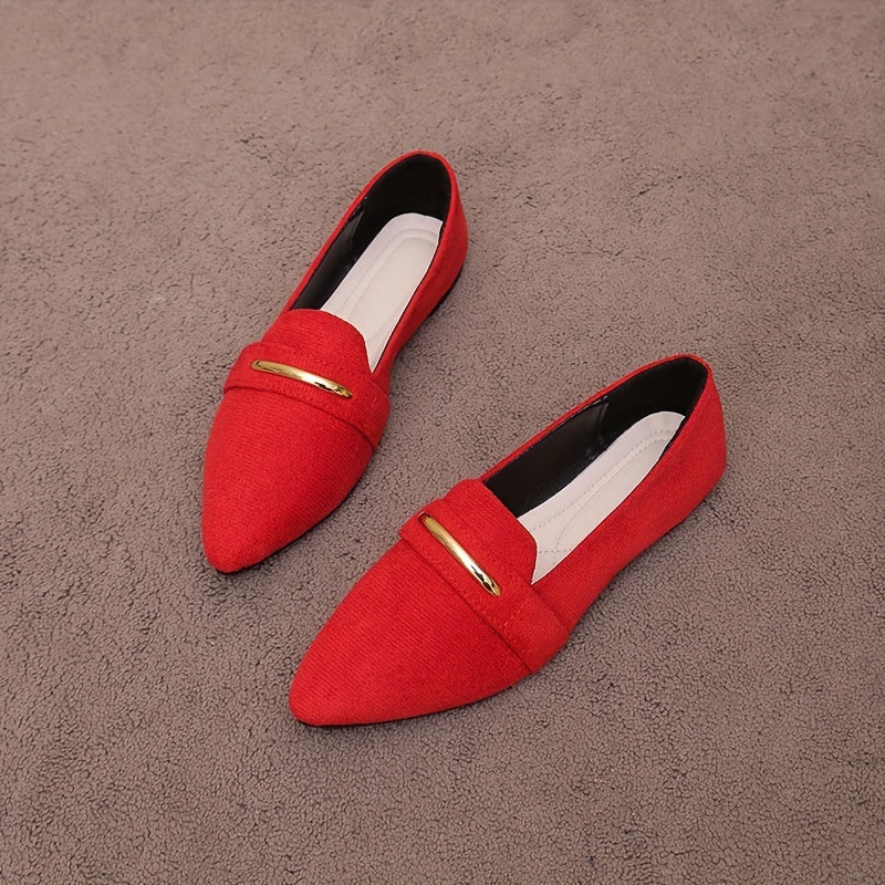 Lightweight Solid Color Flats, Elegant Slip-On Loafers for Women