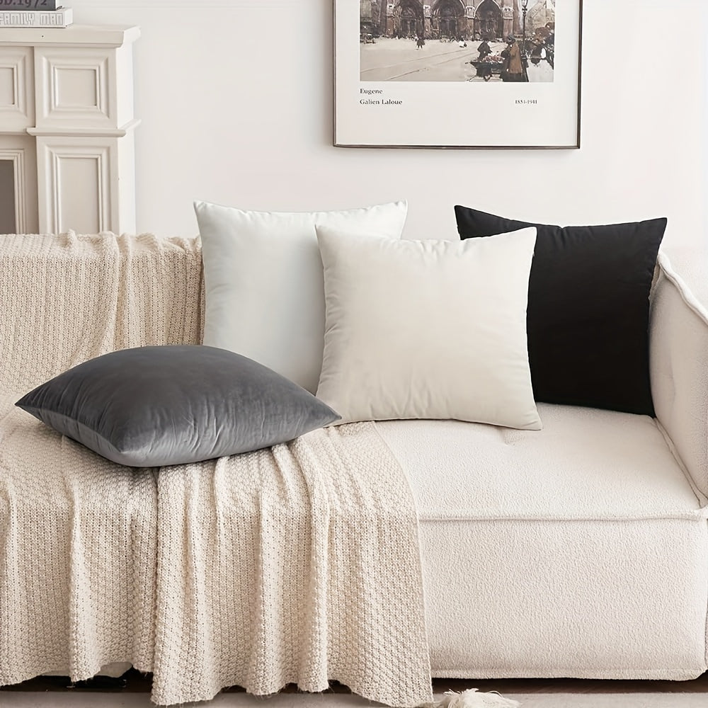 Set of 2 velvet soft square throw pillow covers, 45.72*45.72cm, modern farmhouse style, no pillow inserts included.