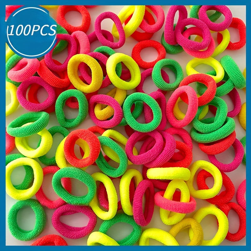 100 high elasticity rubber bands for girls, perfect for creating hair buns and ponytails without causing damage.