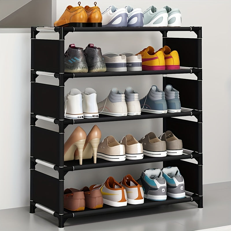 Space-Saving Shoe Rack with 7 Tiers - Simple Assembly, Stackable & Expandable Design Featuring Sturdy Metal Frame, Perfect for Entryways, Dorms, and Rental Homes, Organize Your Shoe Collection