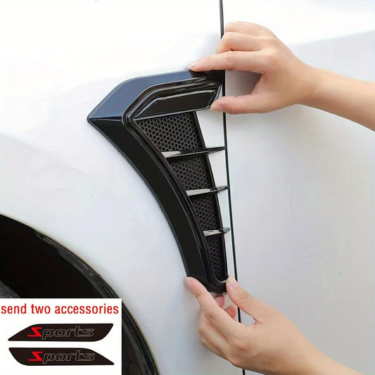 Set of 2 universal automotive fender stickers for car modification.