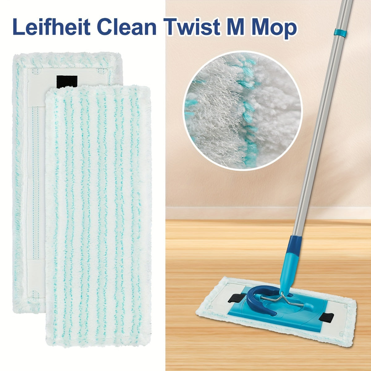 The DLAIMI Replacement Mop Cloth is compatible with Leifheit/Leifer Clean Microfiber Mops and provides superior dirt and water absorption for wet and dry cleaning. It is effortless to clean and perfect for upkeeping balconies, living rooms, bedrooms, and