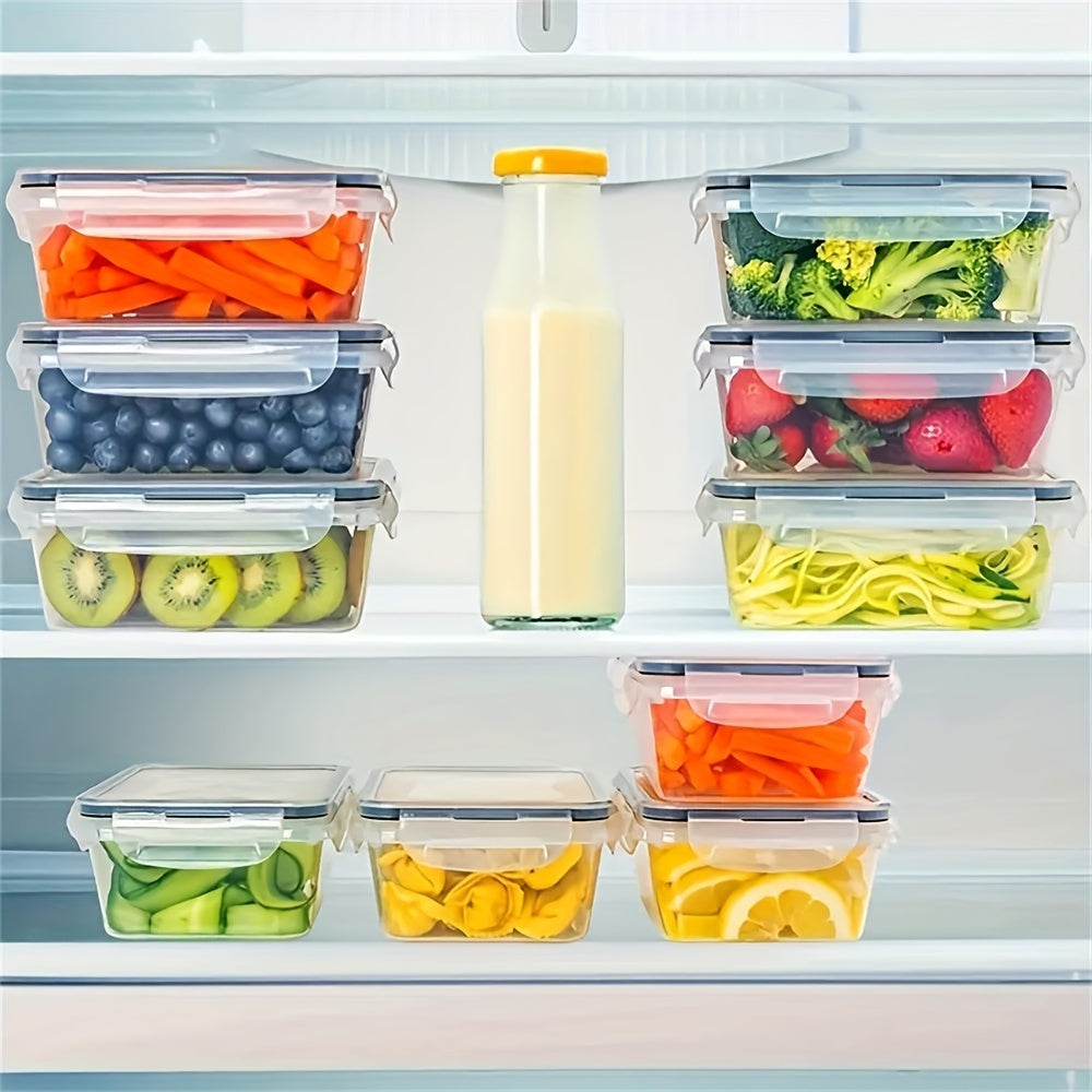 Set of 24 Clear Kitchen Storage Containers - Safe for Microwave, Versatile Plastic Meal Prep Boxes with Easy-Open Lids + Includes 24 Chalkboard Labels - Perfect for Storing Vegetables, Fruits, Grains & More