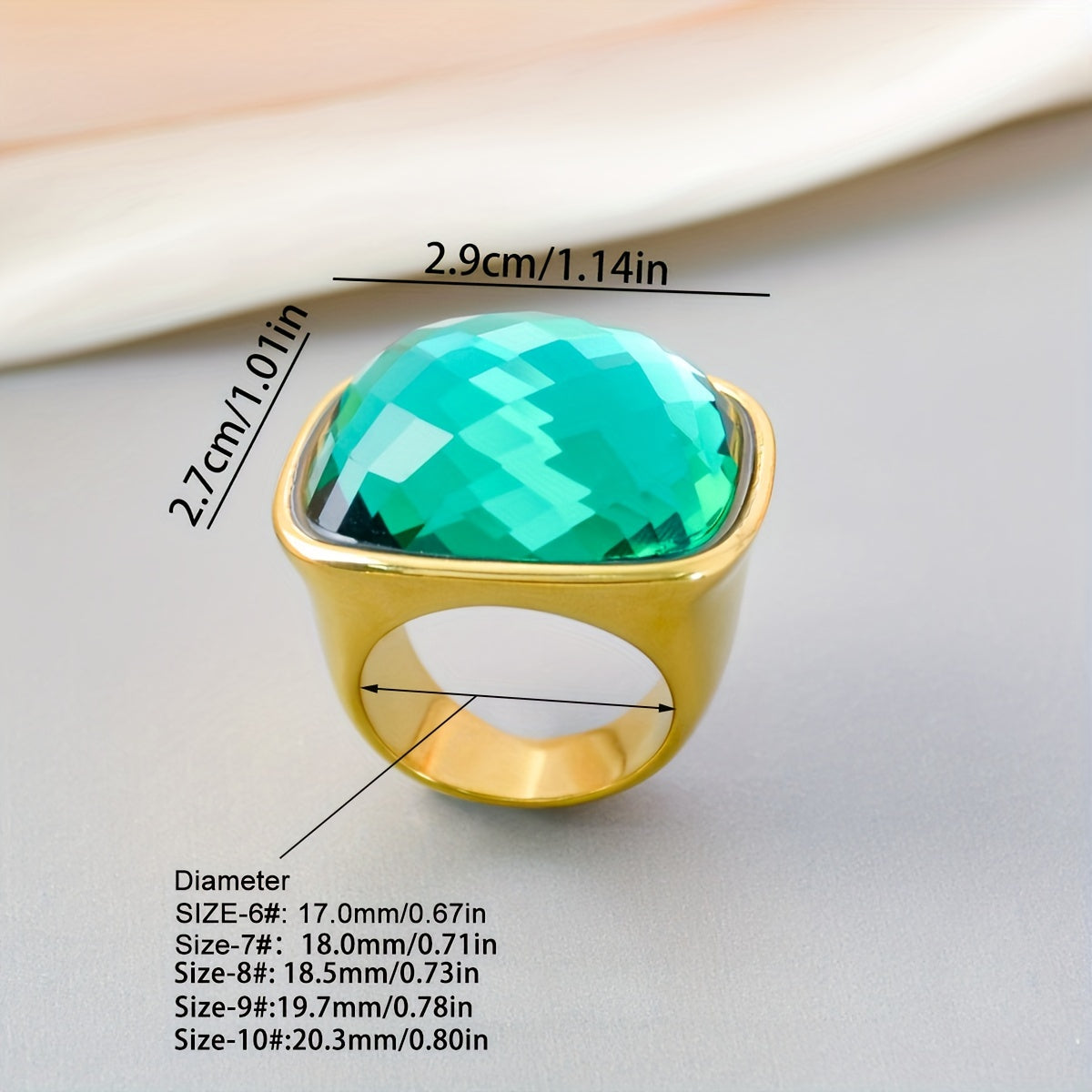 Elevate Your Look with our 1PC Hip Hop Luxury Style Square Gemstone Ring! This elegant statement ring features a large stone and is perfect for daily wear or special occasions. Made with 18K plated zirconia inlay and stainless steel band, this Mardi Gras