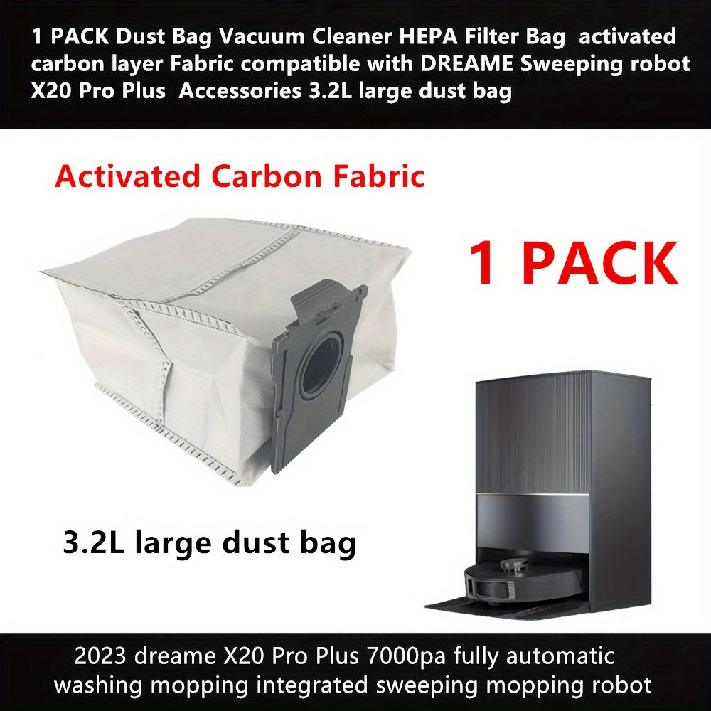 The Dream X20 Pro Plus 3.2L Vacuum Cleaner Dust Bag features a Hepa filter and activated carbon for enhanced performance. Made of leakproof and durable non-woven fabric.