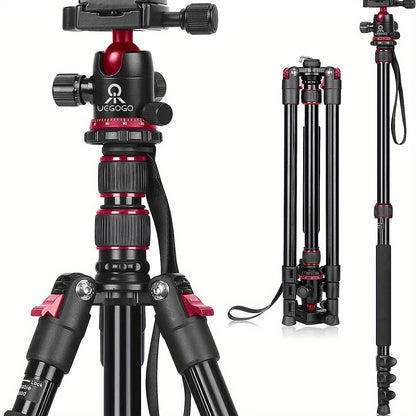 1 set of professional tripod units, including a 210.06cm camera tripod stand and a 210.82cm DSLR tripod & monopod, suitable for heavy duty travel with binoculars, laser level, spotting