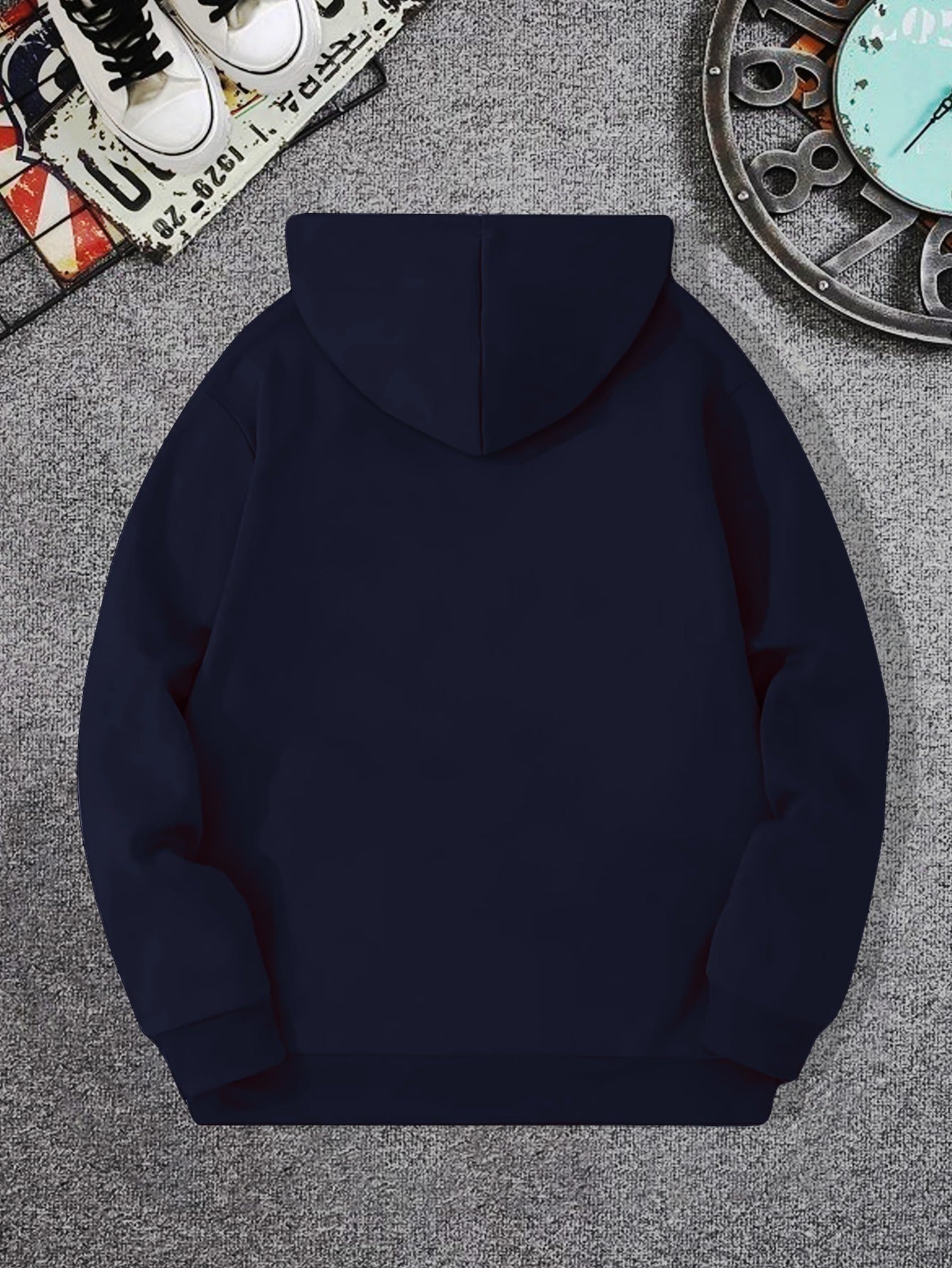 Men's Navy Blue Los Angeles 23 Graphic Hoodie - Casual knit pullover with drawstring and kangaroo pocket, made of soft polyester blend. Machine washable for spring/fall.