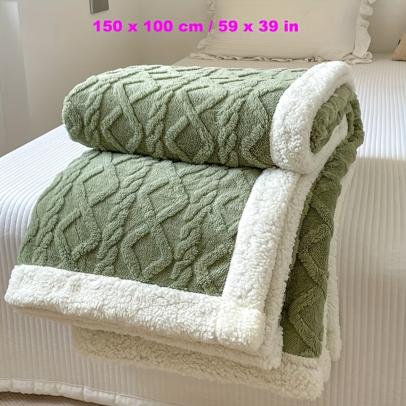 Luxurious Champagne Microfiber Blanket with Elegant 3D Diamond Pattern - Lightweight, Fluffy, Ideal for All-Season Comfort and various uses.