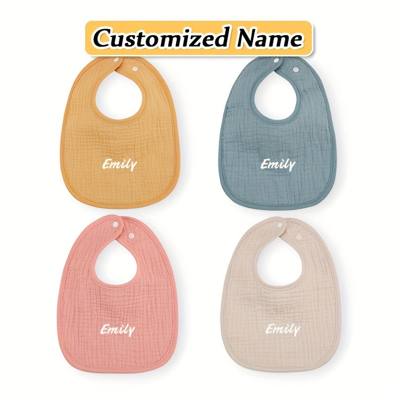 Bundle of 3 Custom Baby Bibs in Yellow, Gray, and Pink - Made with Soft Cotton and Adjustable Snap Buttons. Includes Personalized Name Service, Ideal for Newborns and Toddlers. Great for Holiday Gifting!