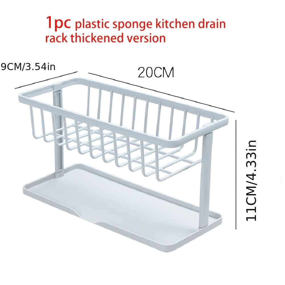 Multifunctional Plastic Sponge Drainer, Faucet Sink Organizer, Kitchen Countertop Cleaning Storage Holder, Household Utility Rack - 1 piece