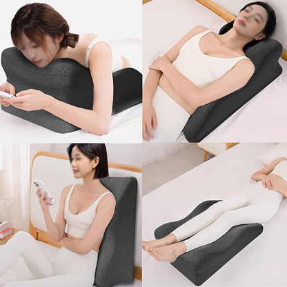 1pc Ergonomic Bed Pillow with Washable Polyester Cover for Back, Neck and Face Massage in Dark Gray