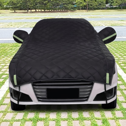 Luxury Quilted Hail Protector Car Cover with Thick Plush Material, Black/Green, Fits Most Vehicles, Car Protection Accessories