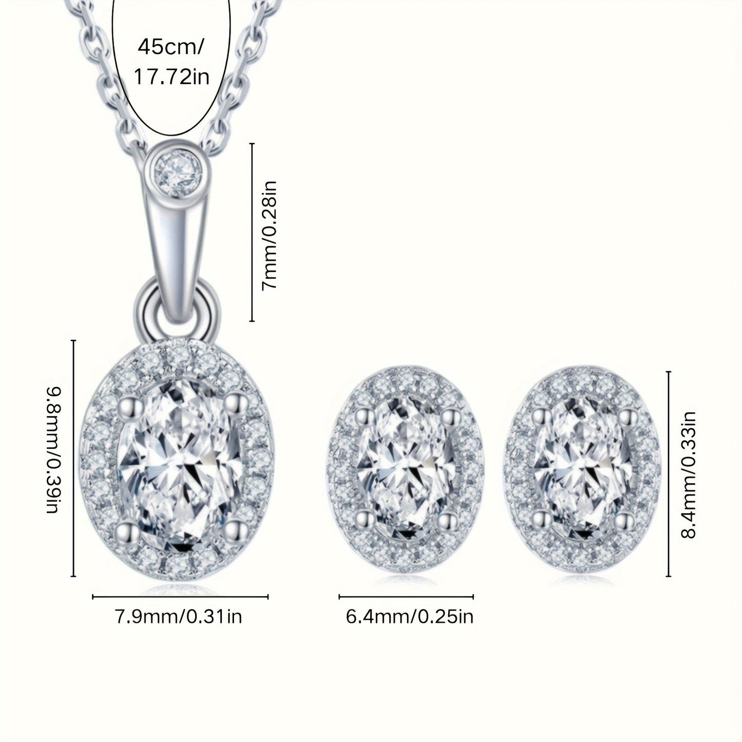 Stylish 3-piece Moissanite Jewelry Set - Includes a Necklace and Earrings in S925 Sterling Silver, Suitable for Any Occasion, Great Gift for Women