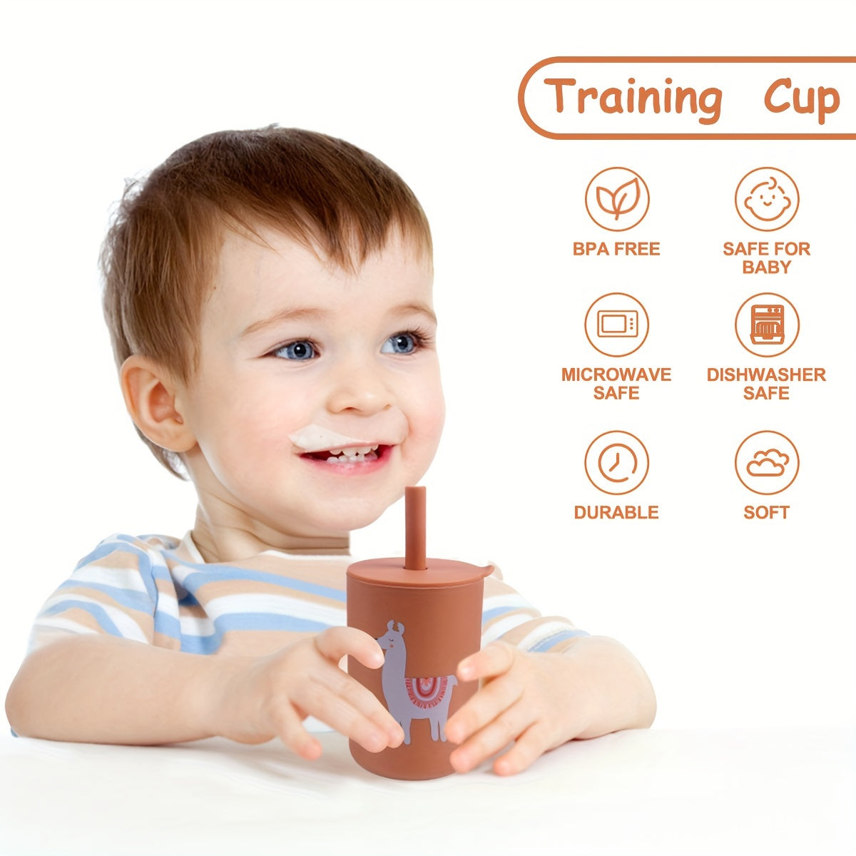 Get the TYRY.HU Silicone Training Cup for Toddlers, designed for safety and convenience. Made from BPA free silicone, this cup is durable, microwave and dishwasher safe, with an easy grip and anti-slip design. It comes with a lid and straw for added