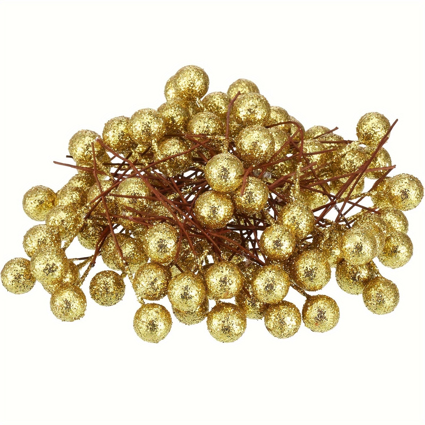 50 artificial holly berries on wire for Christmas decorations.