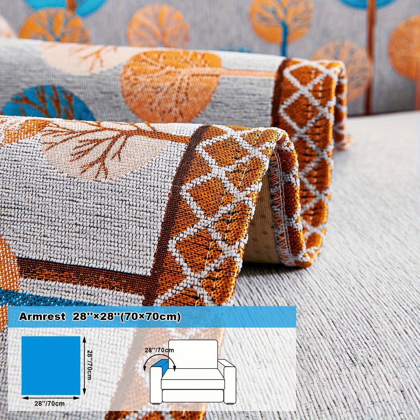 Bohemian Chenille Sofa Slipcover with Geometric Embroidery and Pet-Friendly Fabric for Home Decor.