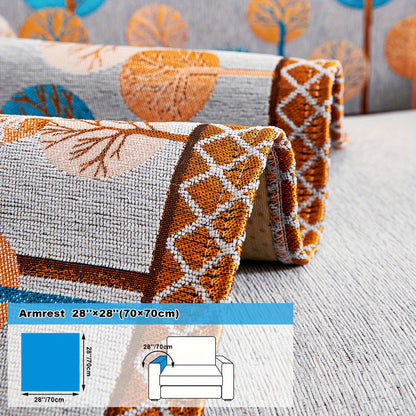 Bohemian Chenille Sofa Slipcover with Geometric Embroidery and Pet-Friendly Fabric for Home Decor.