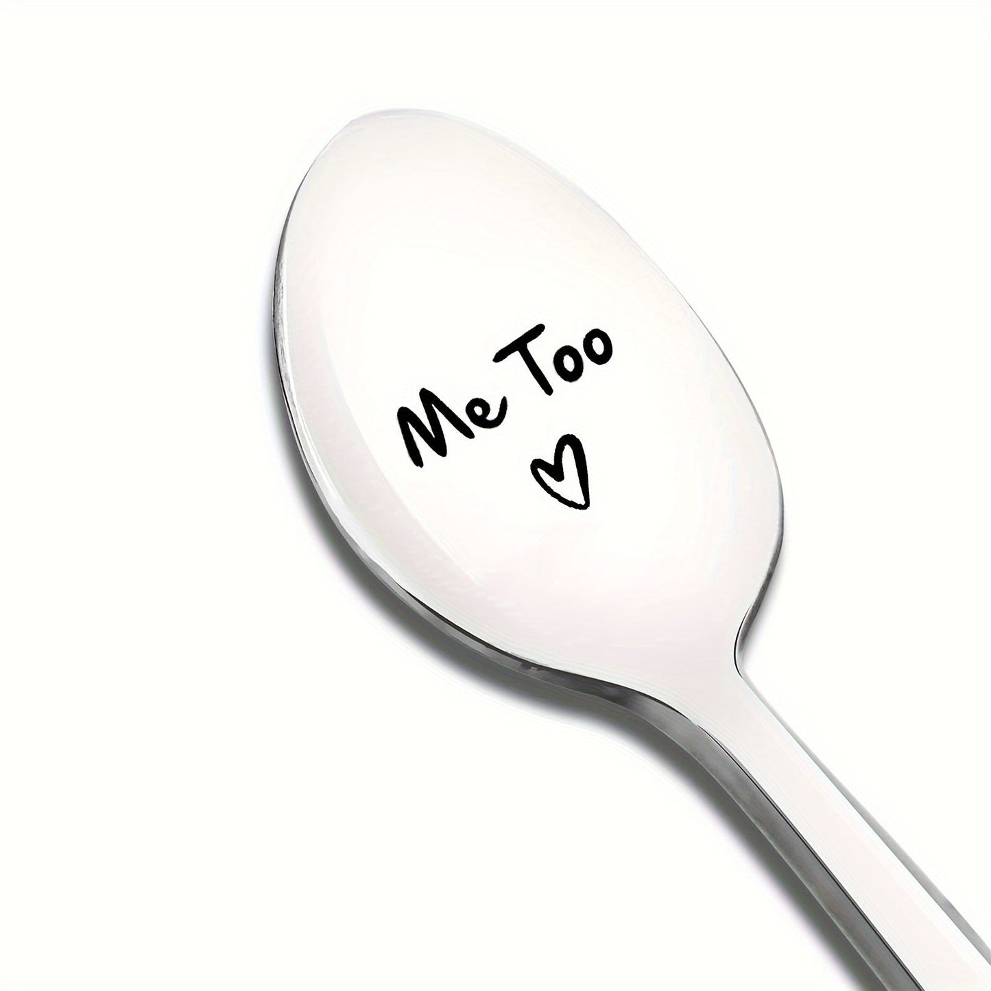 One Set of Two Stainless Steel Spoons with "I Do" and "Me Too" Engravings, Perfect for Coffee, Ice Cream, Tea, and Desserts. Ideal for Engagement, Valentine's Day, Anniversary, Wedding, or Birthday Gifts. Valentine's Day Party Supplies.