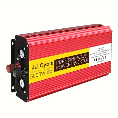 5000W/4000W Pure Sine Wave Inverter converts DC 12V/24V to AC 220V, 50Hz for car electronics with EU plug.