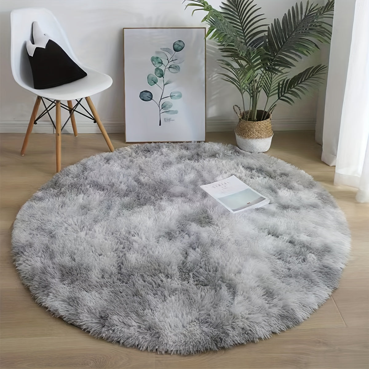 Soft and adorable Cloud-like Round Plush Area Mat - Machine Washable, Non-Slip, and Easy to Clean! Great for Bedroom use.