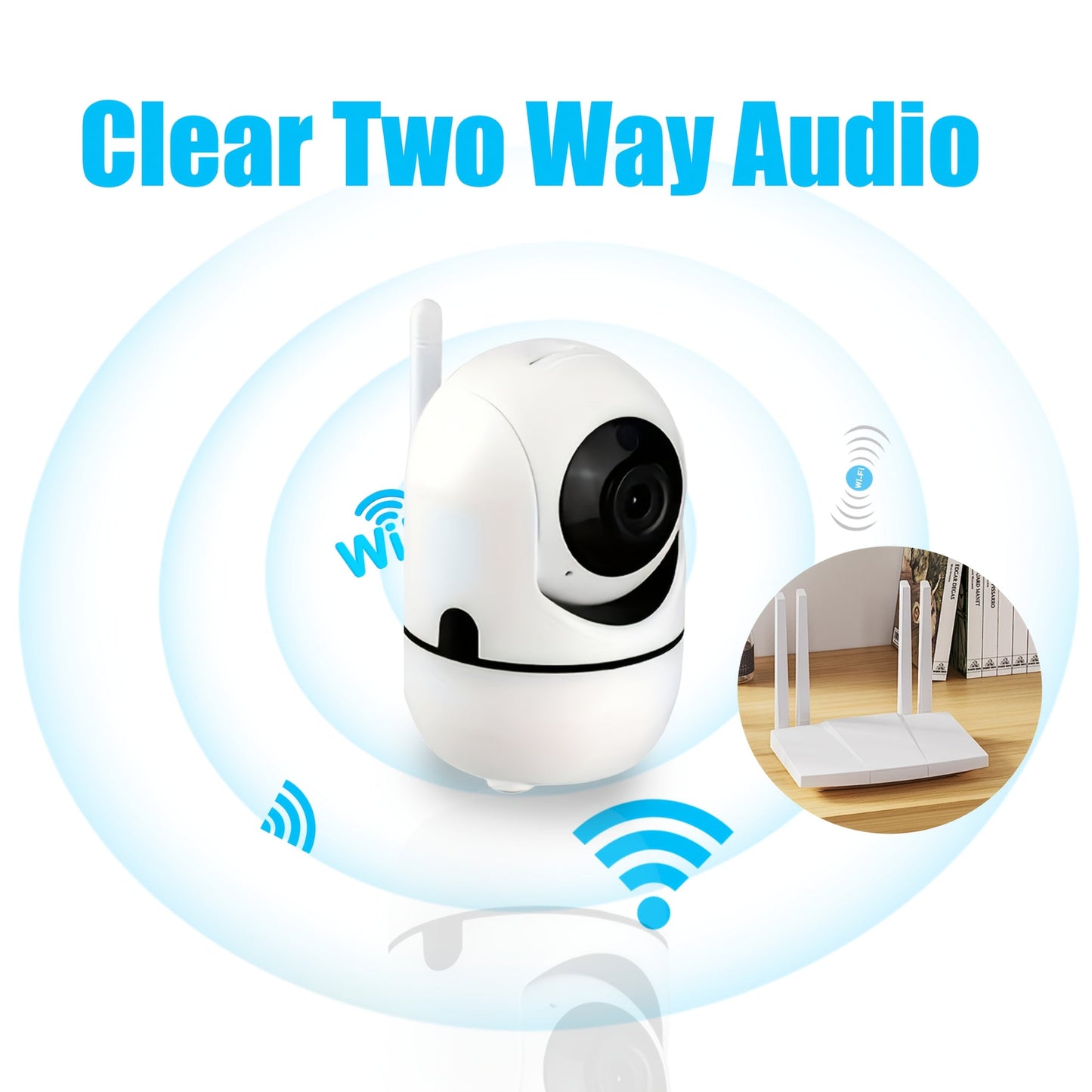 Wireless Security Camera with Night Vision & Two-Way Audio, 1080P HD - USB Powered, Simple Self-Adhesive Installation for Home Safety, Pet Monitoring. Does not Include Memory Card. Portable and Non-Waterproof for Youngsters.