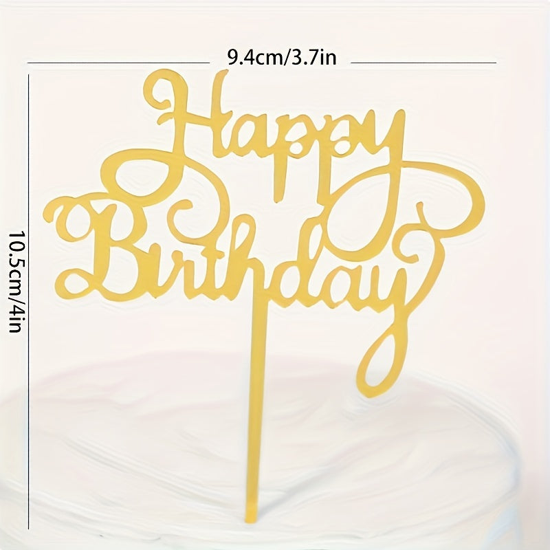 10 Happy Birthday Acrylic Cake Toppers - Great for Party Decor, No Batteries Needed, LATTBY