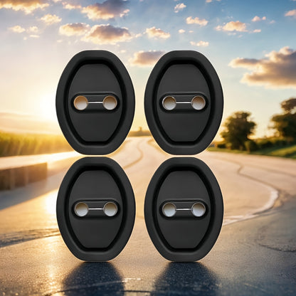 4 silicone door lock covers for comprehensive protection, rust-proof and noise reduction, suitable for all car models.