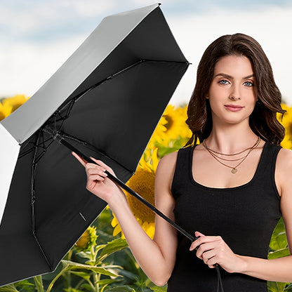 Compact mini sun umbrella with protective cover and 6 reinforced ribs for enhanced sun and UV protection. Suitable for both sunny and rainy days, featuring a casual, minimalist, and stylish