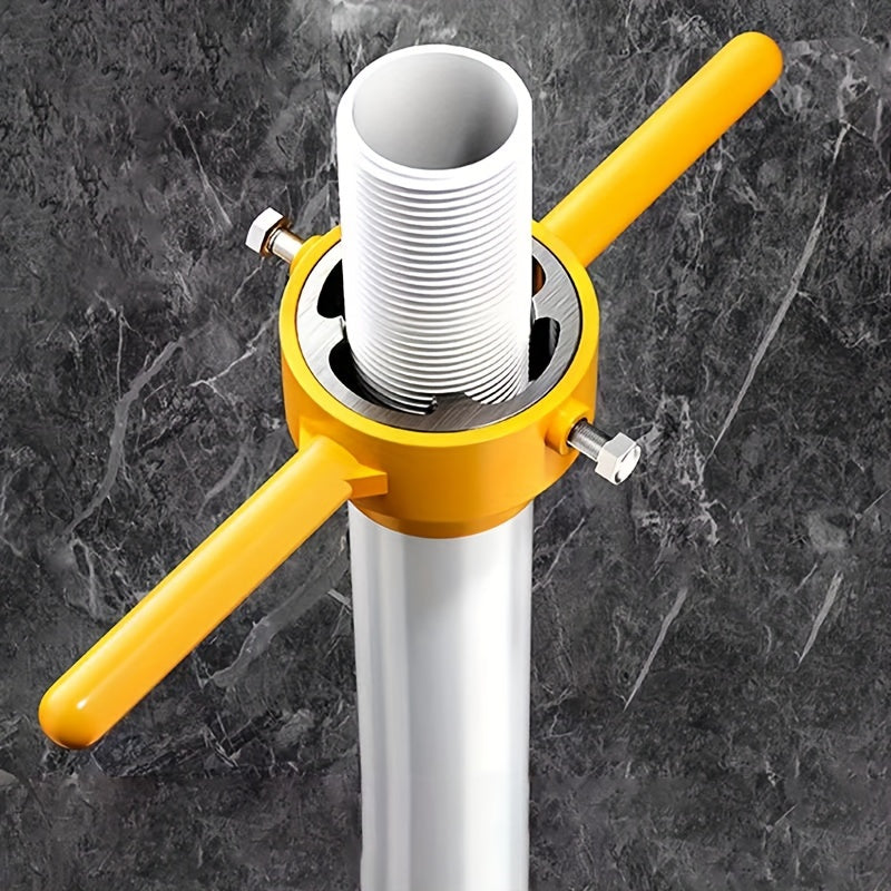 Popular set of 6 PVC plastic water pipe dies in sizes 10.16/15.24/2.54 cm, including tap wrench for easy threading.