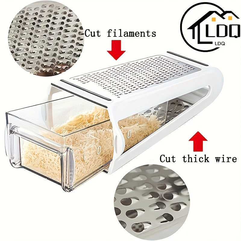 1pc stainless steel cheese grater with container for efficient food prep of vegetables. Waterproof and space-saving for home and restaurant use.