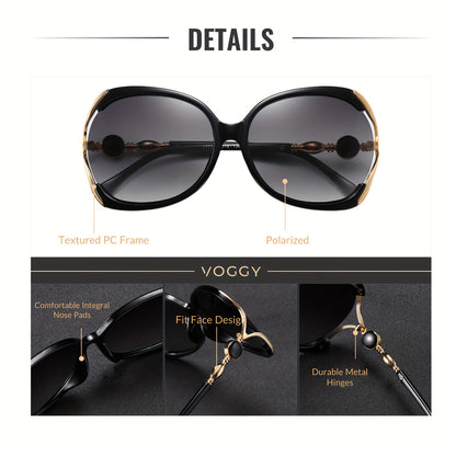 VOGGY Retro Polarized Fashion Glasses - Stylish Protection in Black Frame with Golden Accents for Men & Women, Ideal for Driving, Fishing, Cycling, and Outdoor Activities