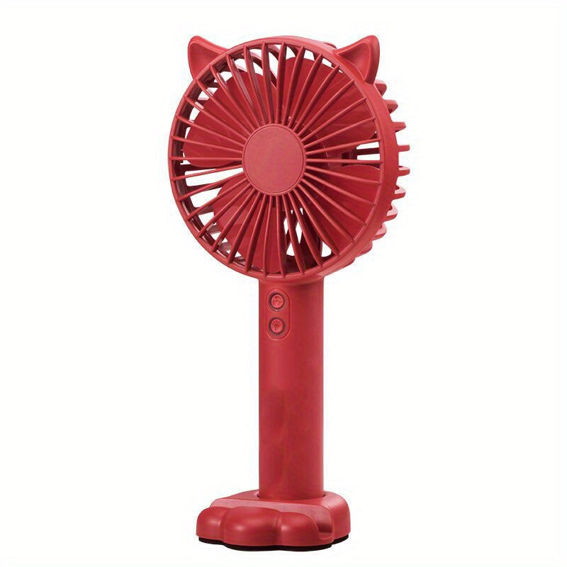 Adorable and Compact USB Handheld Fan with Bunny Ears - Ideal for Students, Dorms, and Outdoor Activities - Quiet Operation and Built-in Night Light Feature