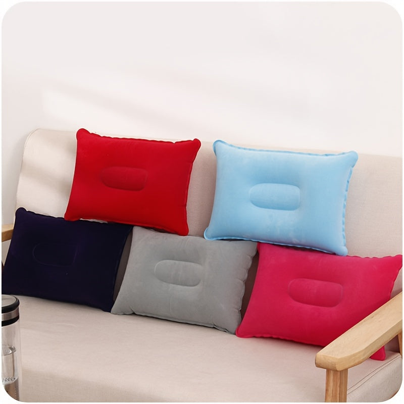 Soft and Luxurious Microfiber Inflatable Pillow for Travel and Camping - Easy to Clean, Lightweight, Rectangle Shape.