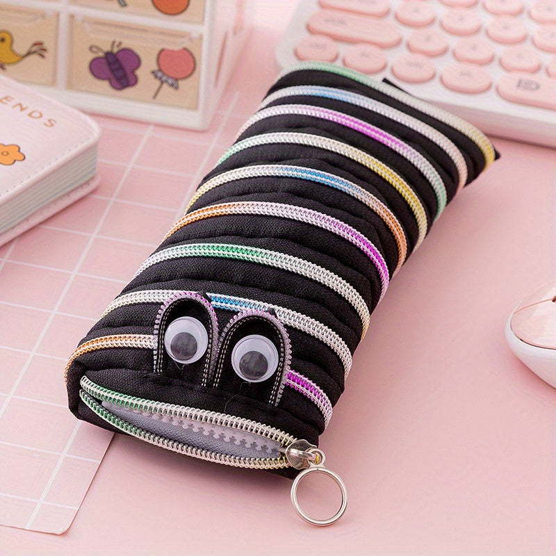 1pc Cute Caterpillar Pencil Case with Large Capacity - Ideal for Students, Back to School, Makeup Brush, and Pen Storage.