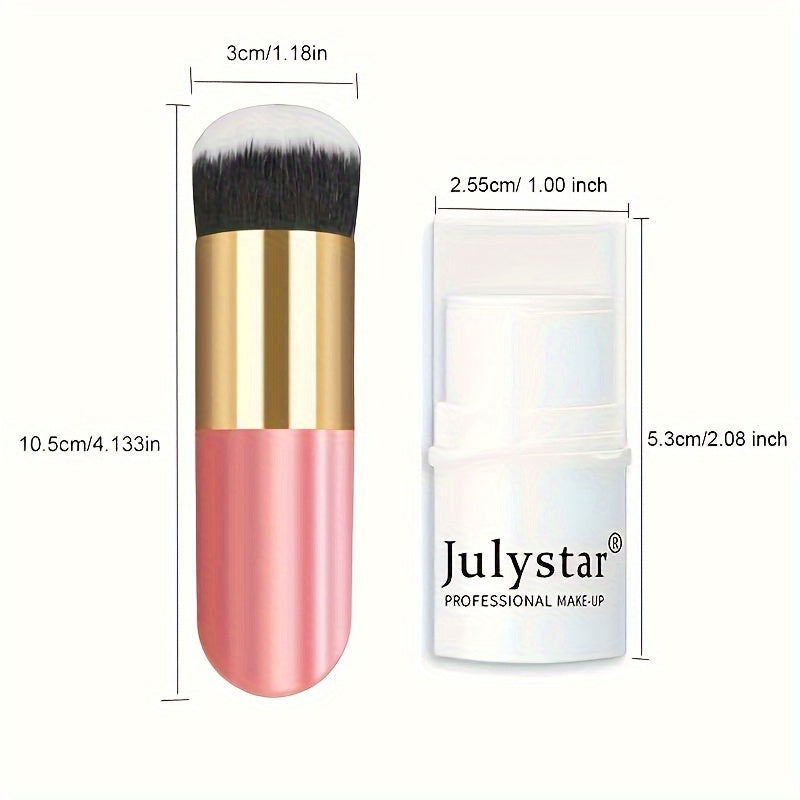 JulyStar 4-Piece Contour Stick Set with Highlighter, Blush & Bronzer and Golden Powder Brush - Waterproof Cream for All Tones, Shimmery Medium Coverage, Under 1 Fl Oz