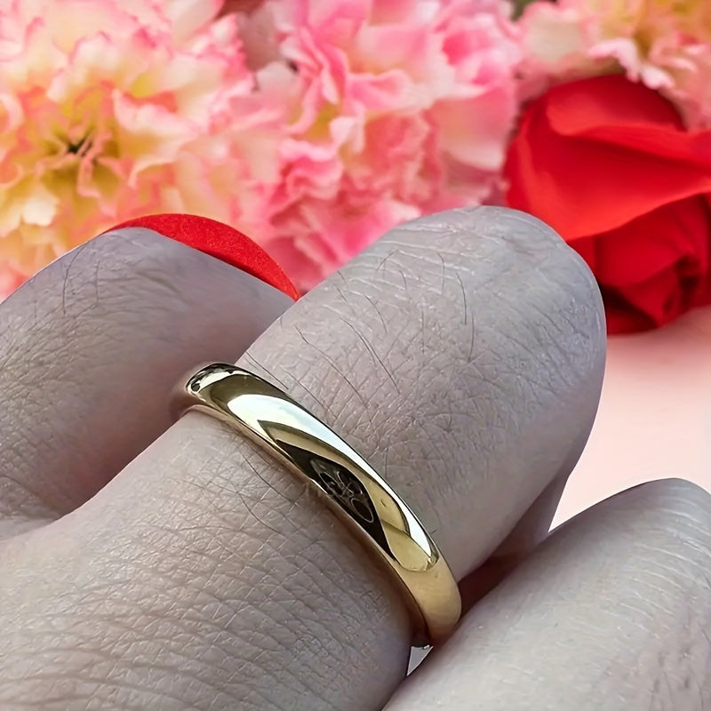 Simple 18k Gold-Plated Tungsten Steel Ring, 4mm Width, Perfect Engagement or Wedding Gift Jewelry