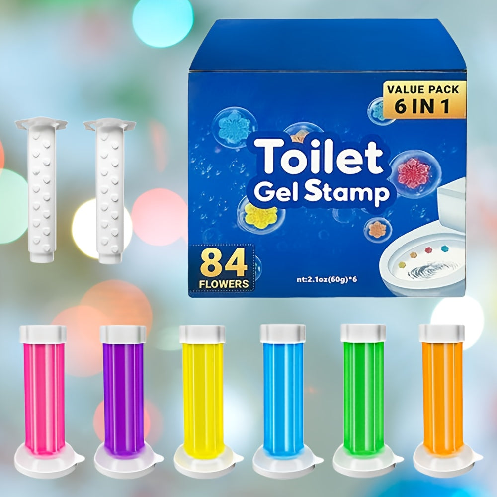 Toilet Bowl Cleaner with Gel Stamp - 4/6/8 pcs/Box, Stops Limescale and Stains, Air Freshening Scent, Deodorizing, Includes Dispenser